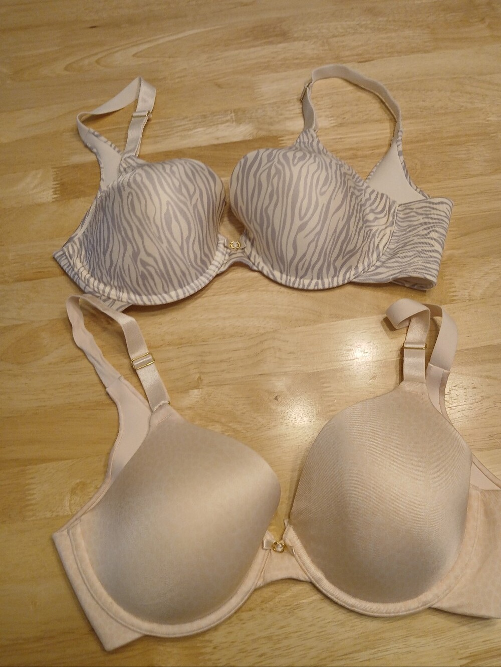 Women's Nude Zebra-Print and Nude T-Shirt Bras - Comfortable Everyday Support
